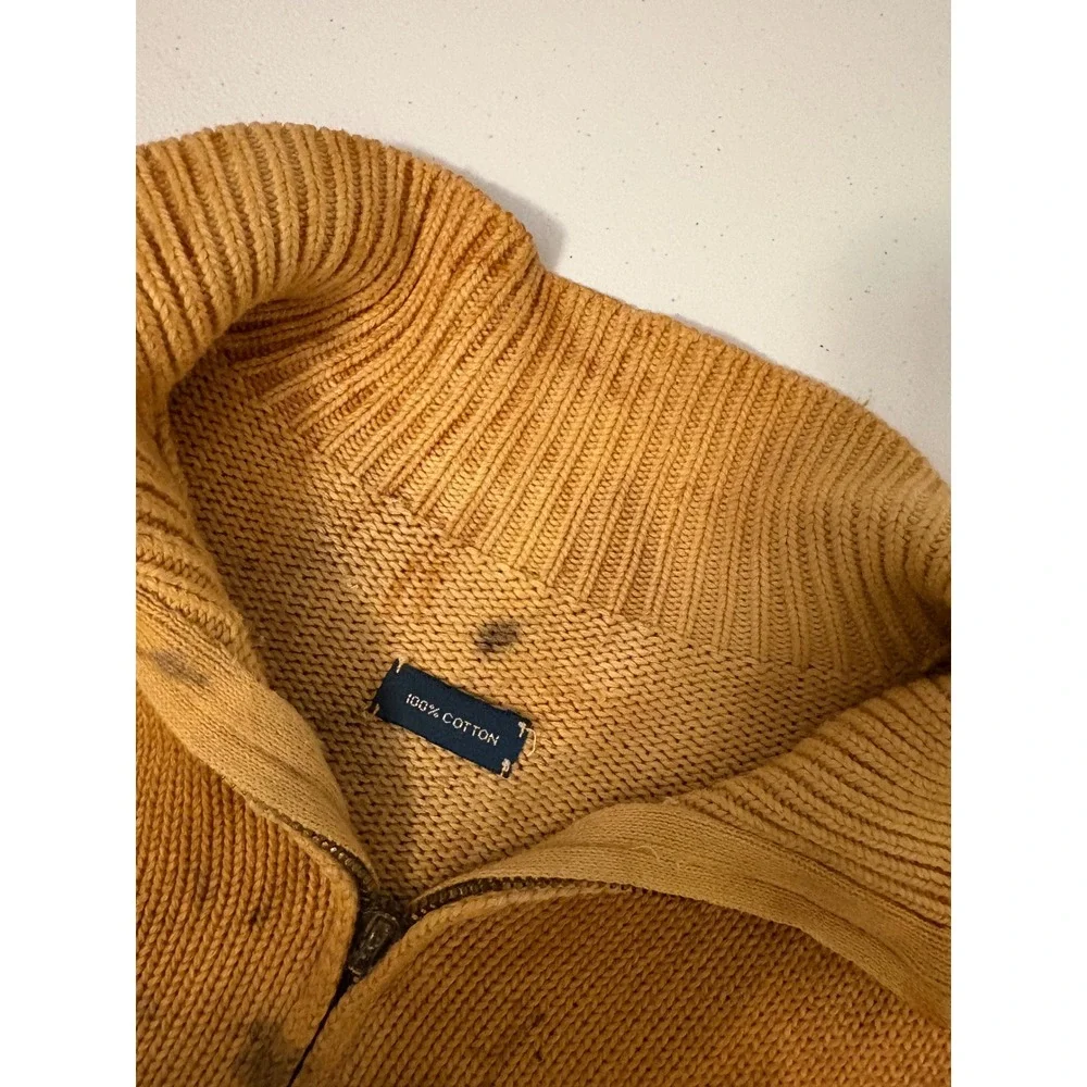 Polo Ralph Lauren Custom Tie Dye Quarter Zip Sweater Yellow Brown Cotton VTG a5